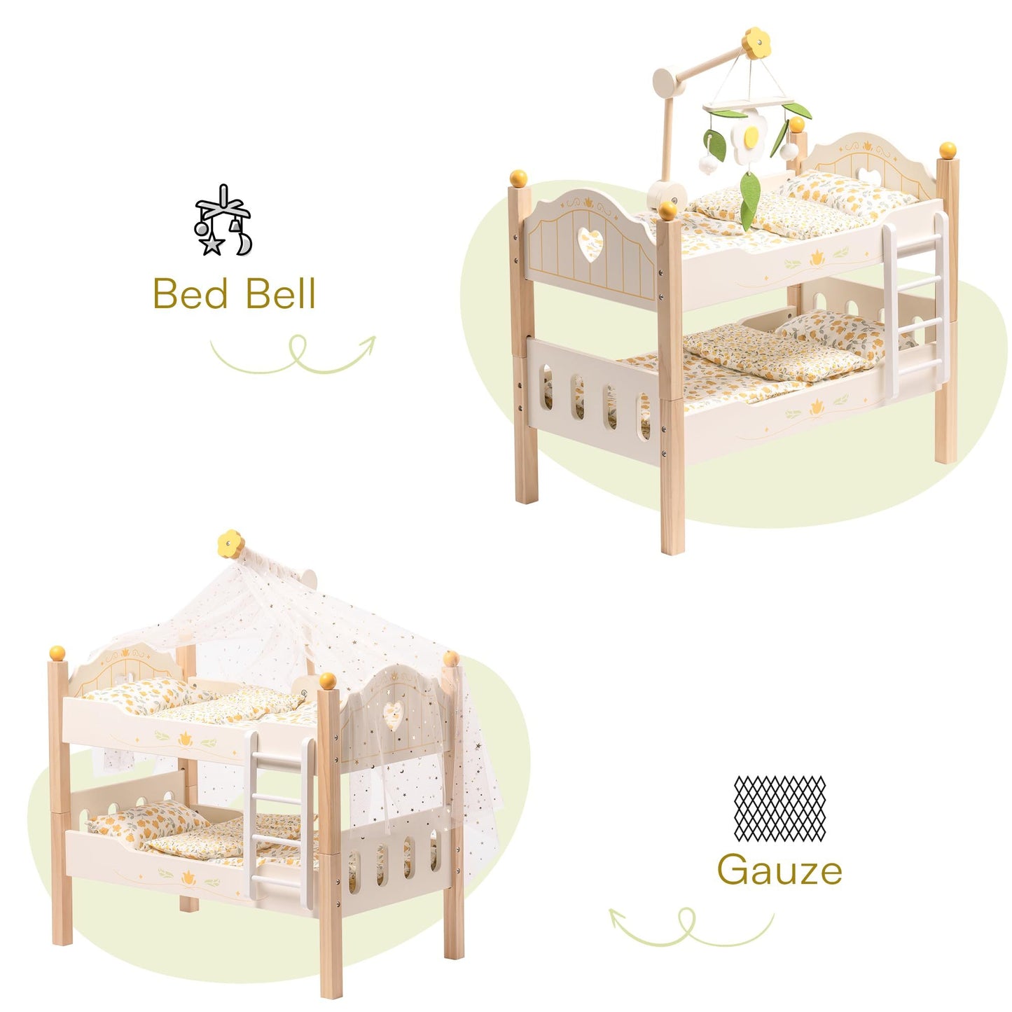 Doll Bunk Beds Cradle For 18 Inch Dolls