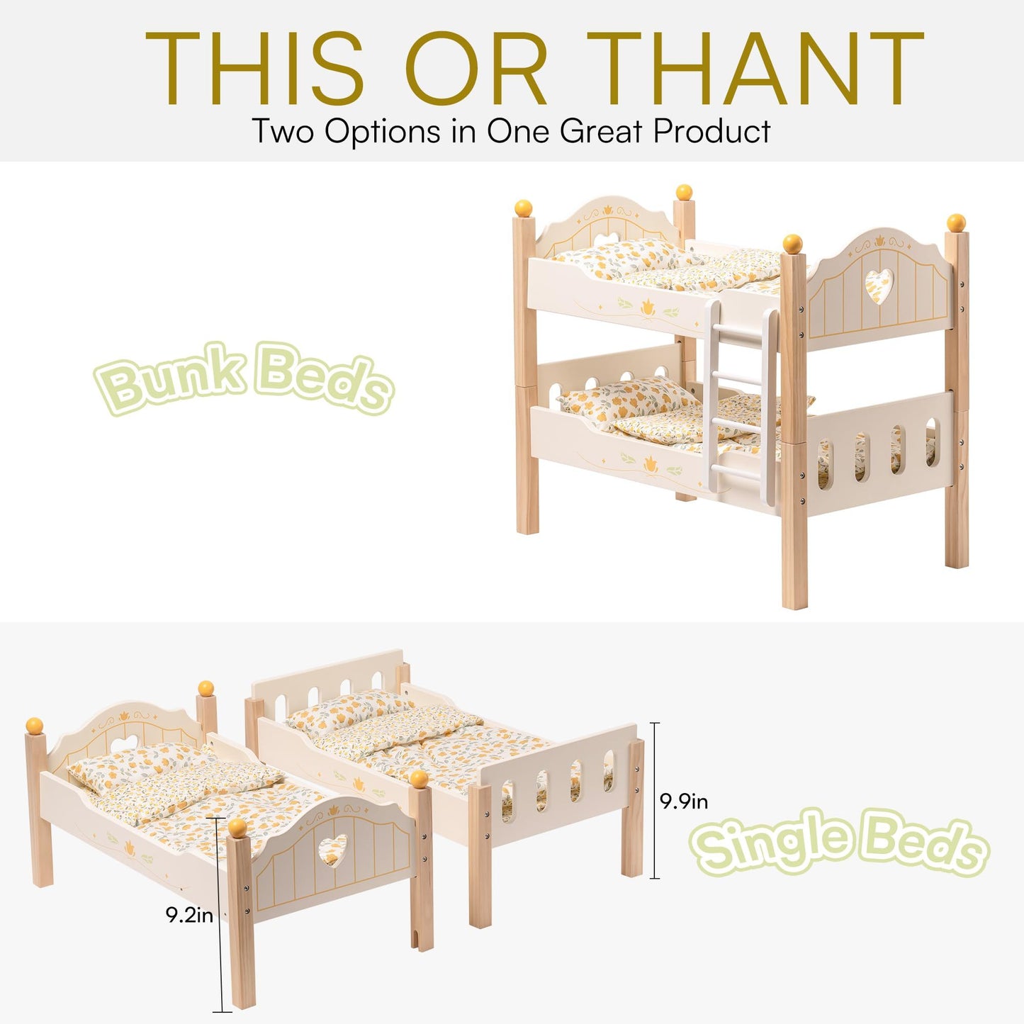 Doll Bunk Beds Cradle For 18 Inch Dolls